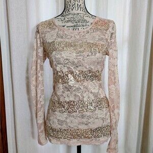 Almost Famous Y2K Mcbling Whimsygoth Mesh Long Sleeves Top